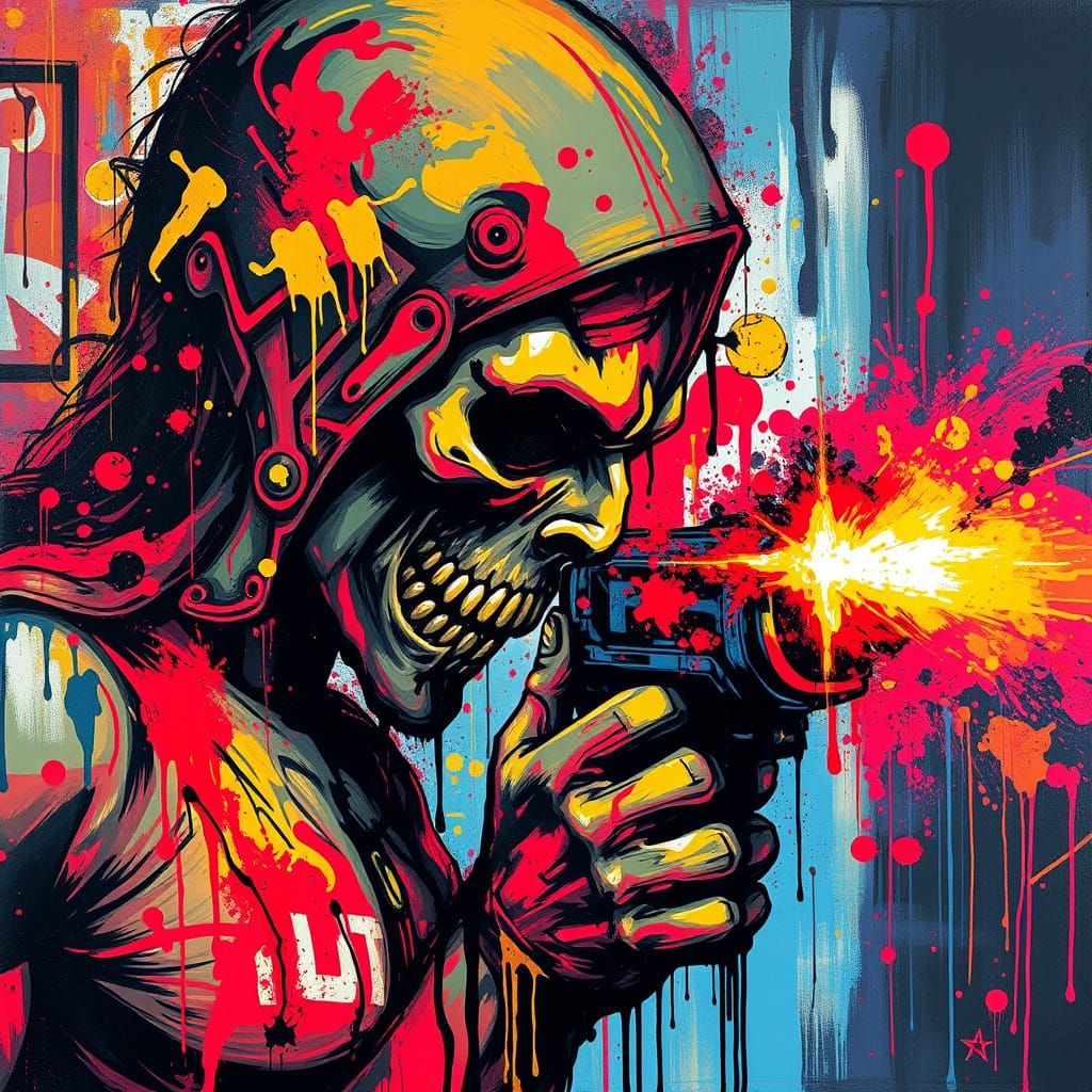 Tormented Soul in Vibrant Street Art Style