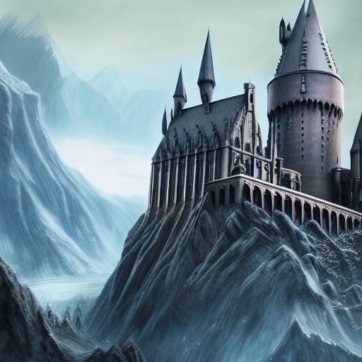 Detailed Matte Painting of Hogwarts in Fantasy Style