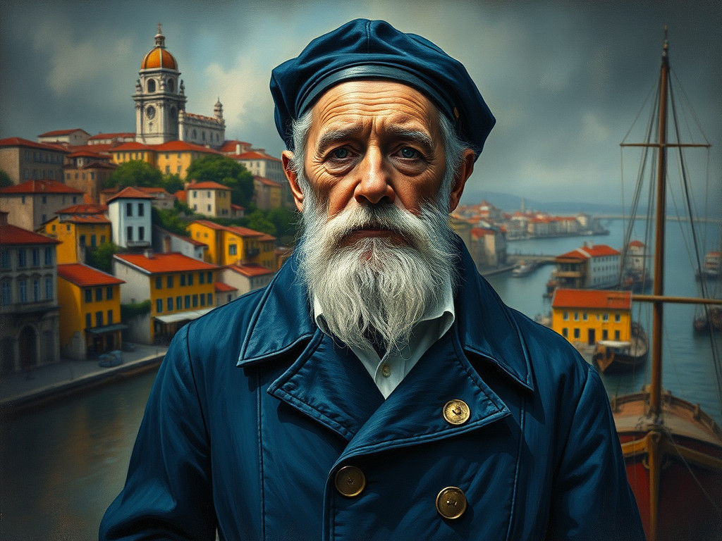 Surrealist Portuguese Sailor in Dreamlike Lisbon Harbour