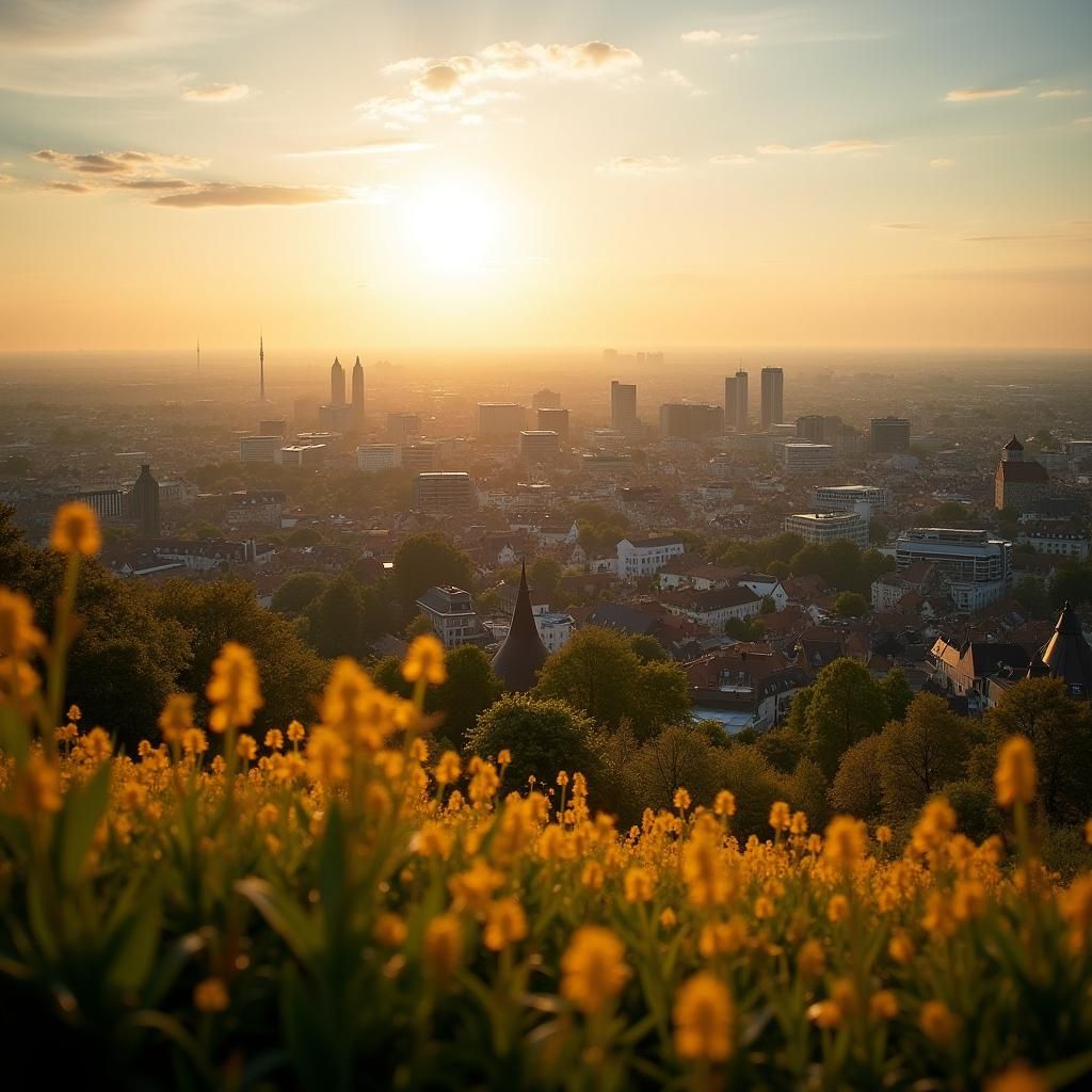 Kassel Panoramic View in Summer Daylight, Sharp Focus