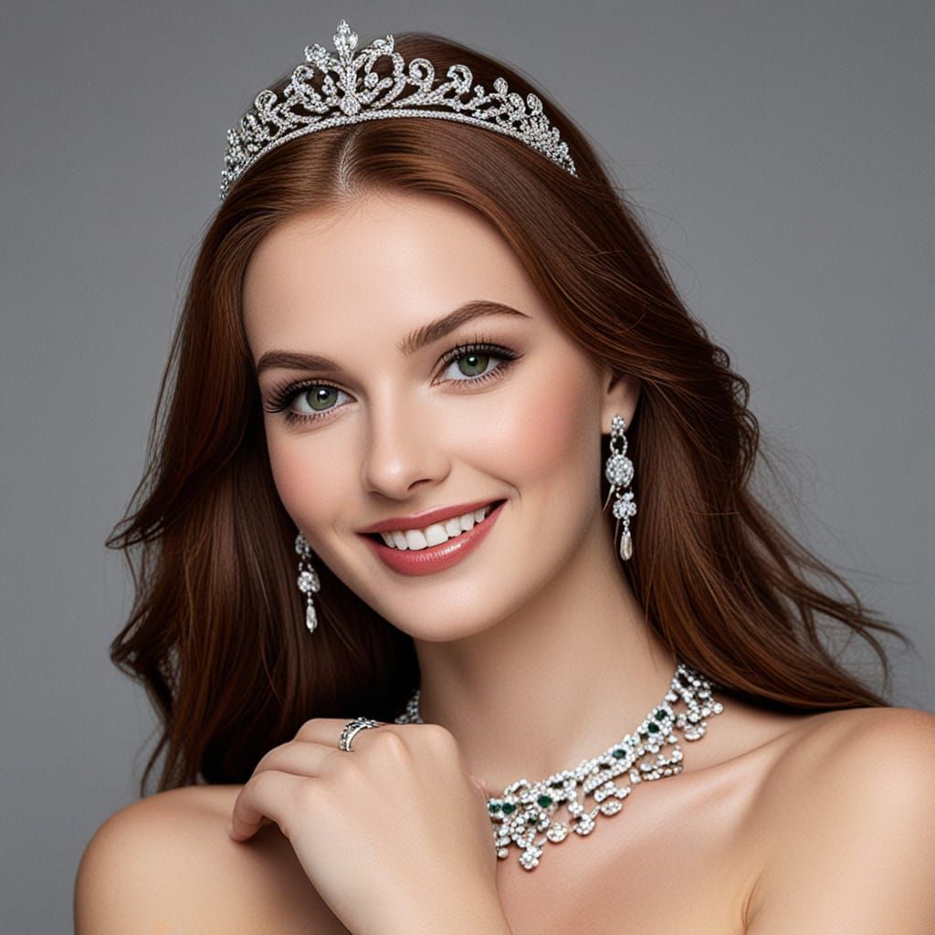 Ukrainian Model with Diamond Tiara and Auburn Hair
