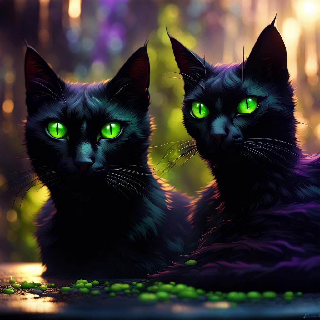 Two-Headed Black Cat: Dark Fantasy Concept Art