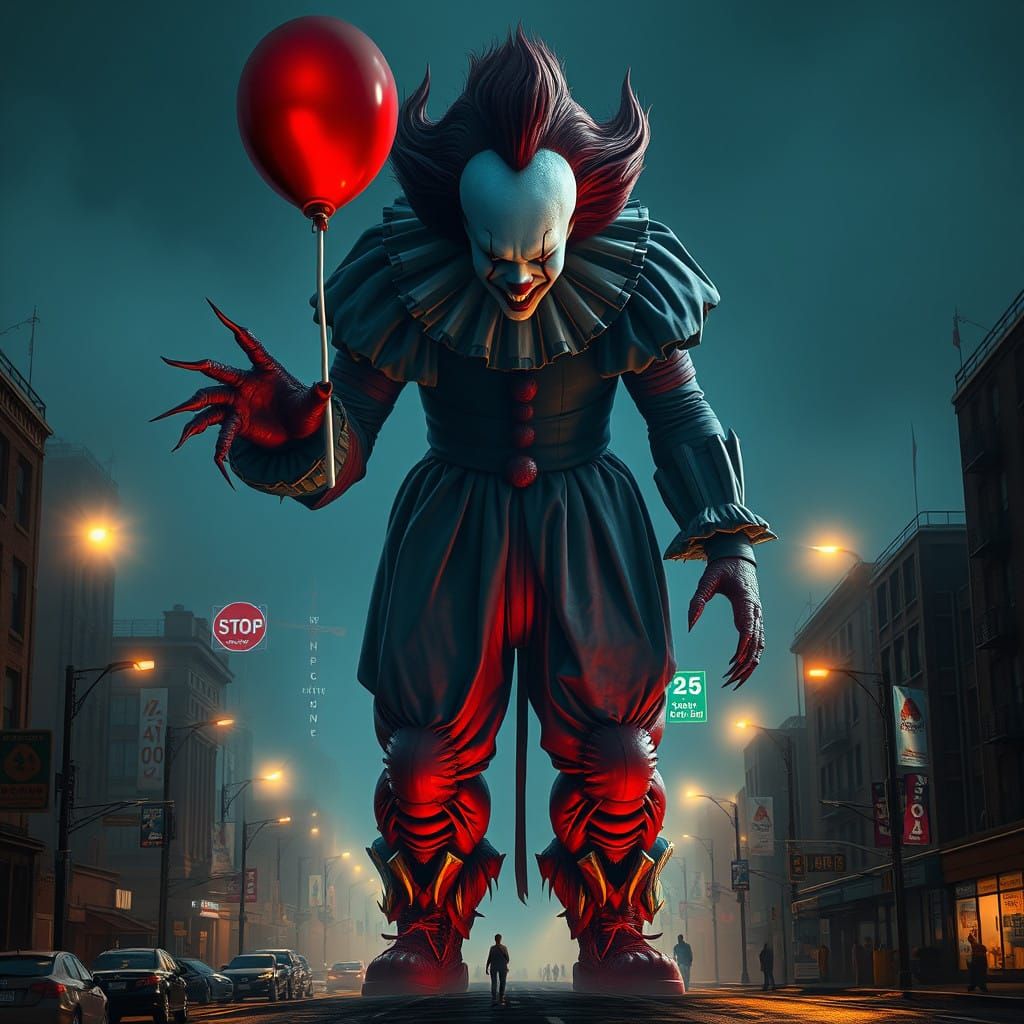 Colossal Pennywise Freddy Kruger Fusion, Photorealistic Pain...