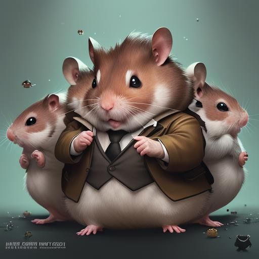 Hyperrealistic Hamster Mafia Boss With Armed Army