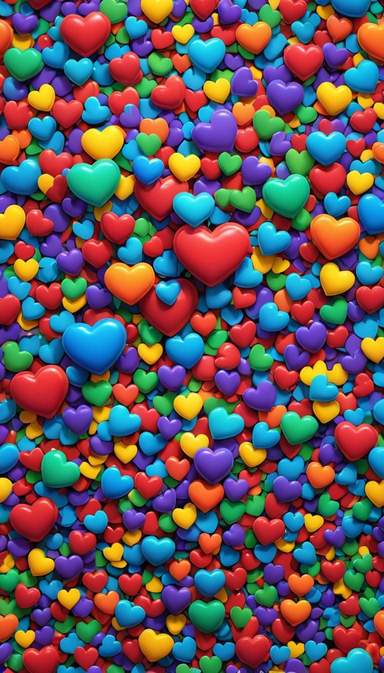 Glowing Rainbow Heart: 3D Digital Art