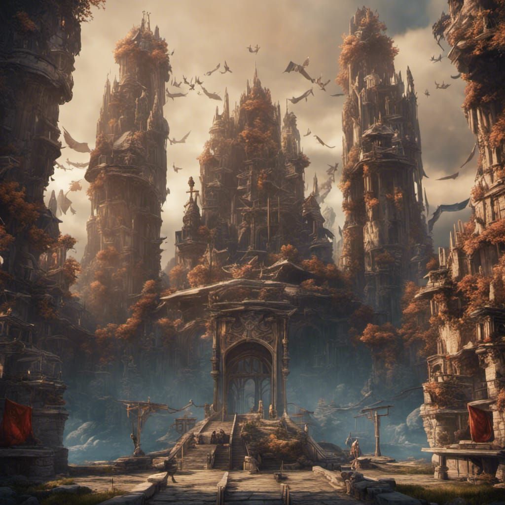 Detailed Olympic Matte Painting in Deep Color