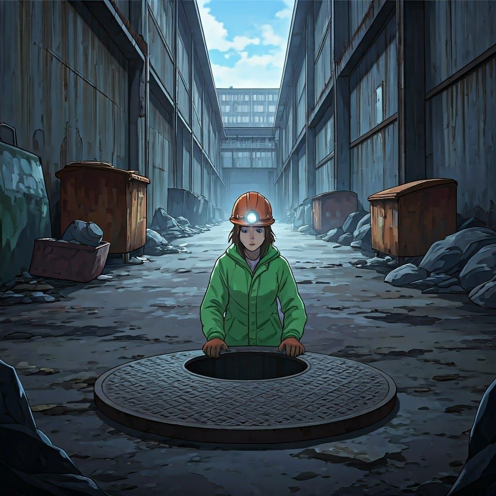 Italian Geologist Exploring Dystopian Urban Labyrinth