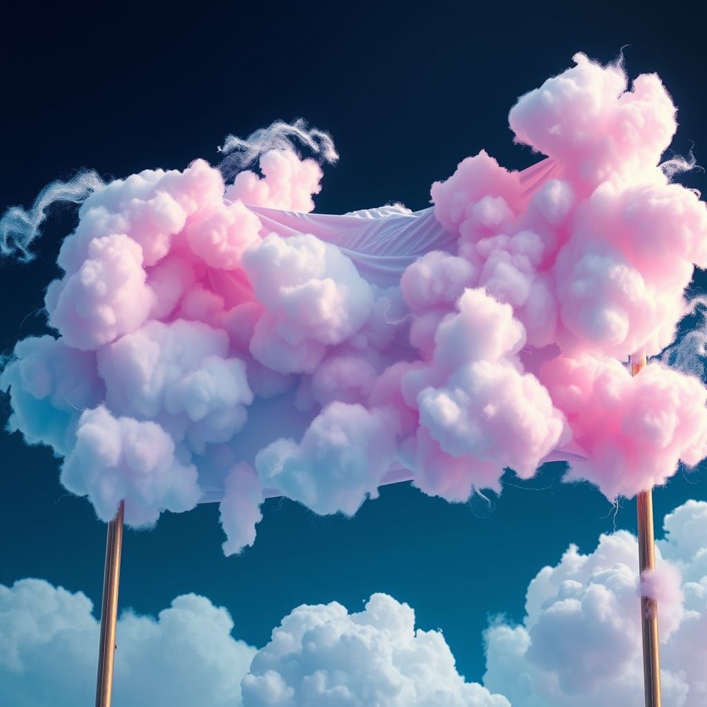 Cotton Candy Flag in Vibrant, Futuristic Style