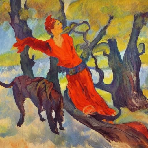 Vampire and Dragon Portrait in Fauvist Expressionism