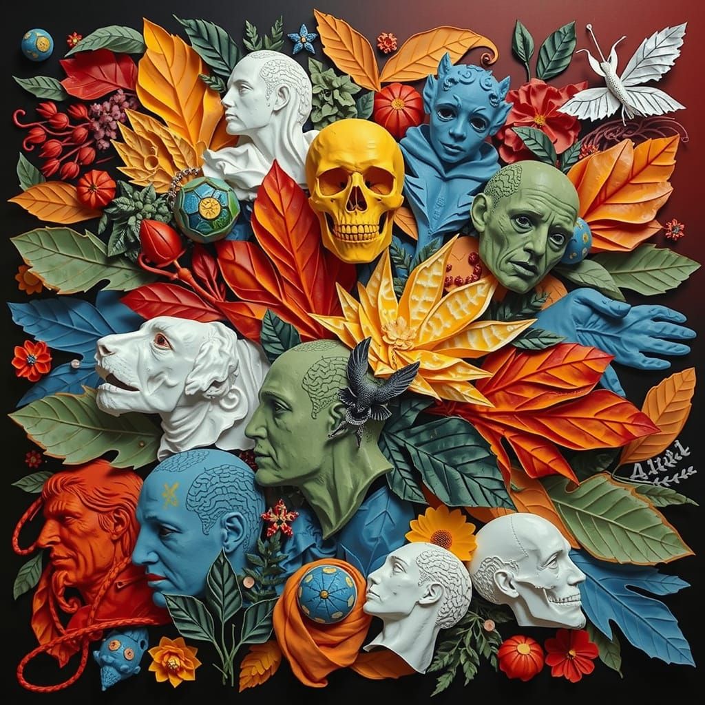 Hyperrealistic 3D Paper Cut Collage With Symbolism