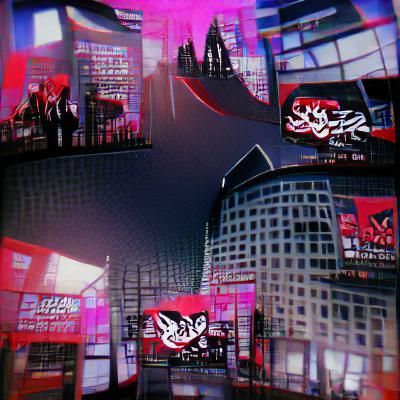 Edgy Cityscape in Persona 5 Style