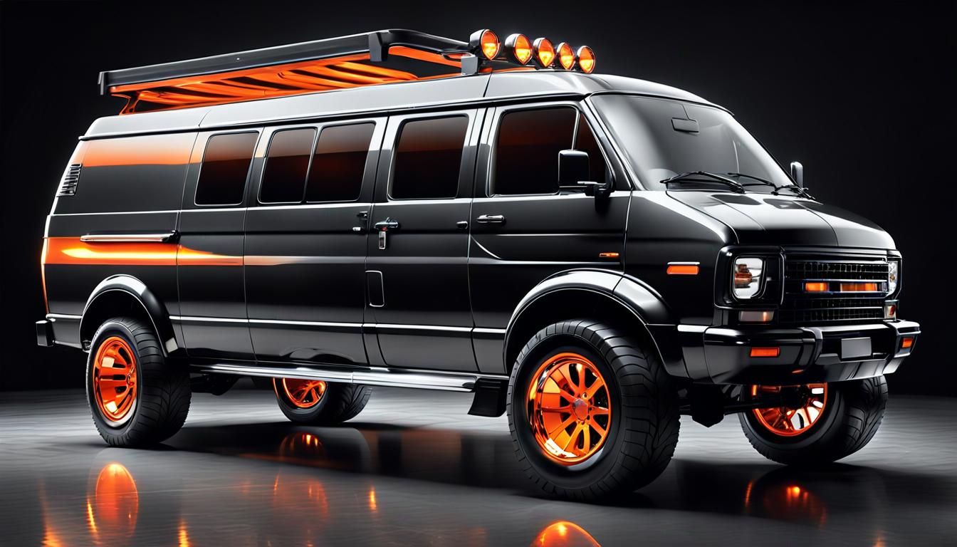 Glossy Black Hot Rod Van with Silver Flared Arches