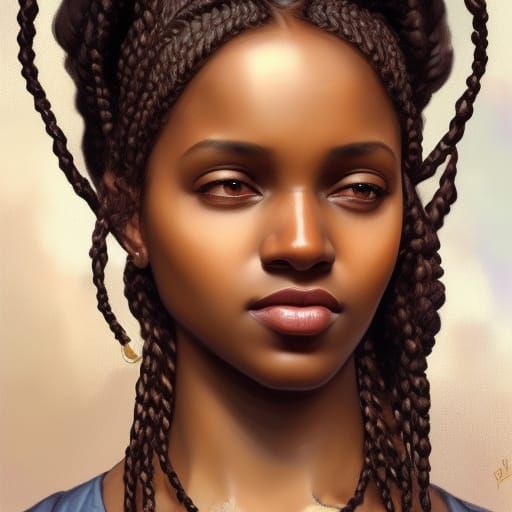 Ethiopian Princess Portrait in Bronze Firelight