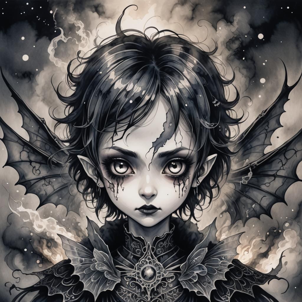 Dark Fantasy Anime Chibi Vampire Fairy Portrait
