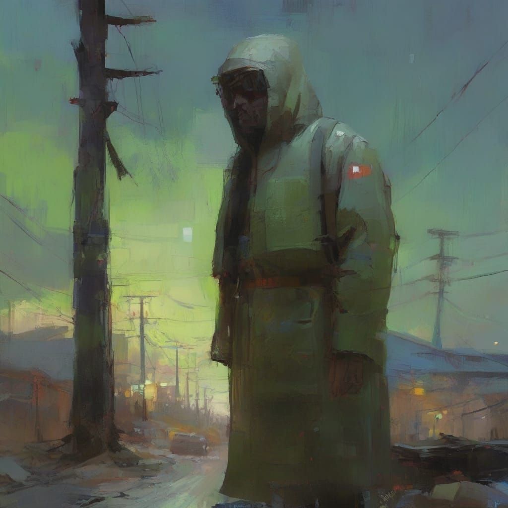 Post-Human Portrait in Bioluminescent Light, Impasto Style