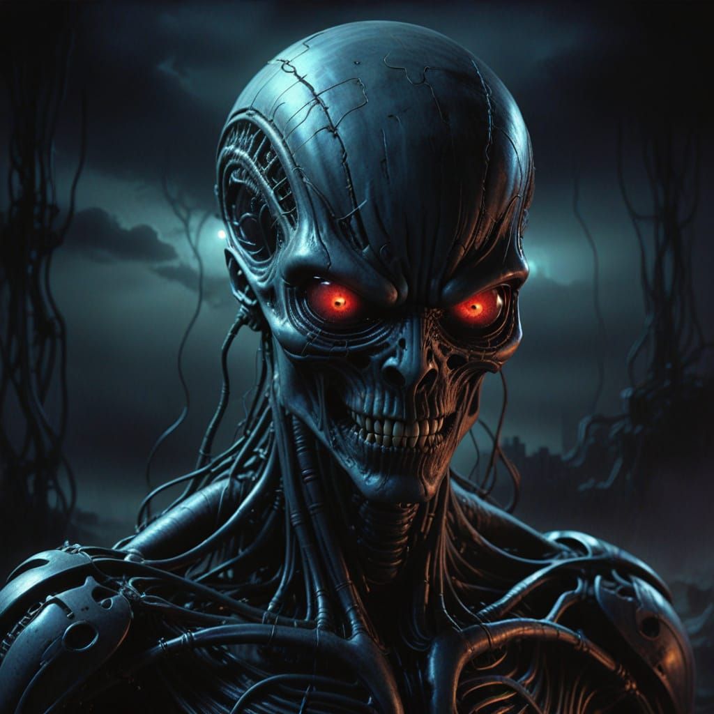 Glowing Alien Monstrosity Emerges from Dark Cosmic Depths