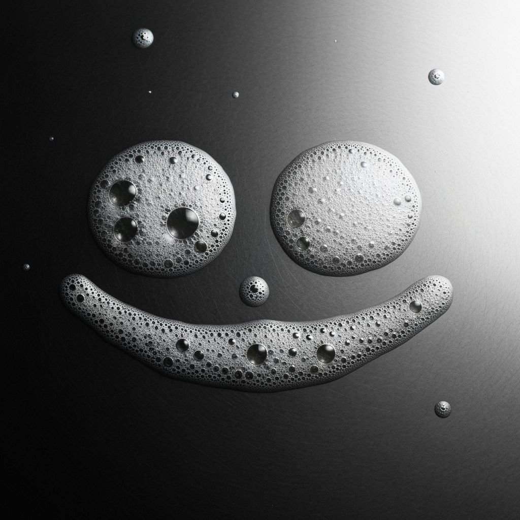 Macro Photo of Metallic Surface with Face-like Foam Texture