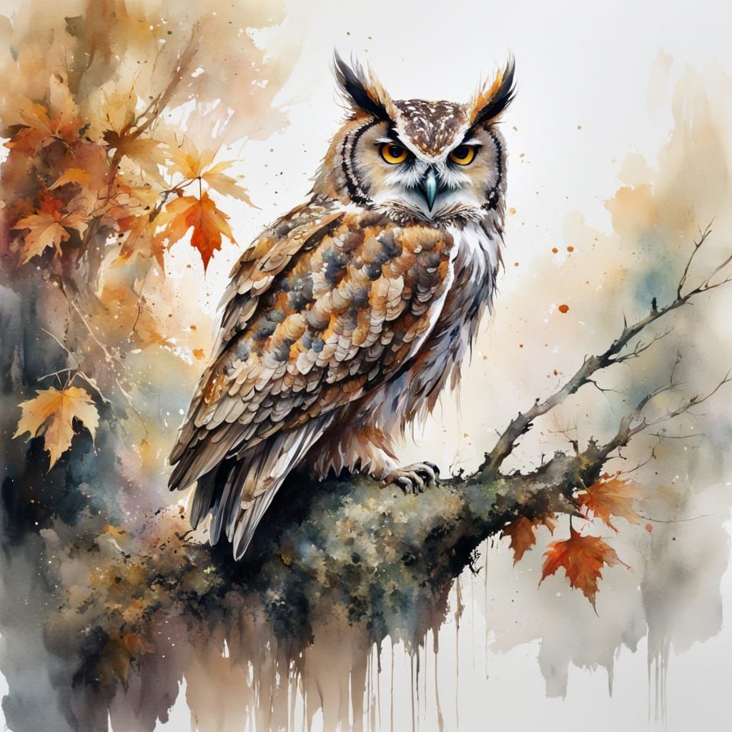 Owl sitting on a rock