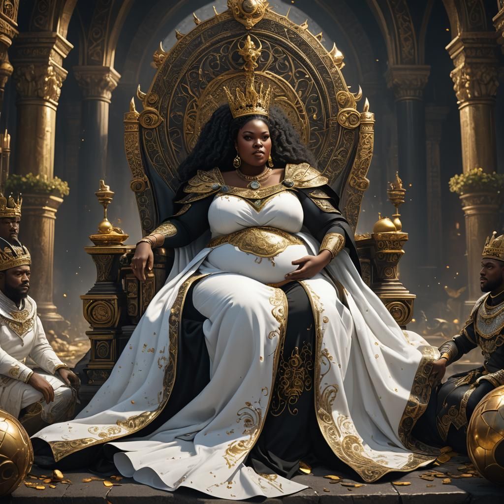 Ebony Queen on Throne: Fantasy Concept Art