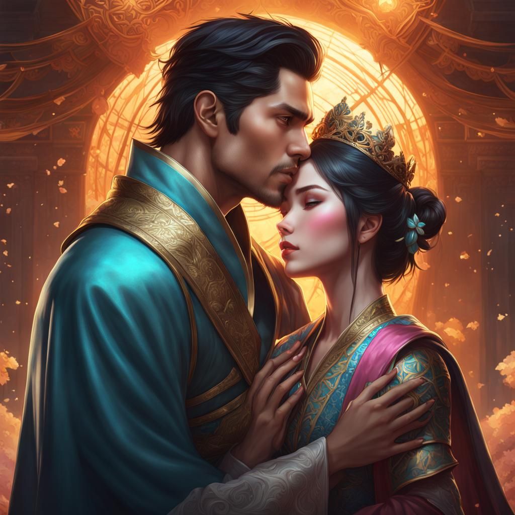 King Kisses Princess Under the Stars