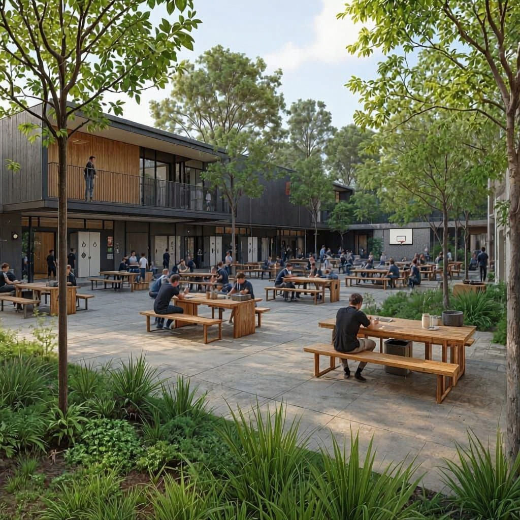 Marist College Ashgrove School Yard with Students