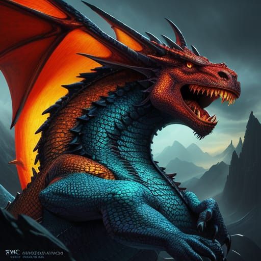 Roaring Dragon in Golden Light: Vibrant Fantasy Art