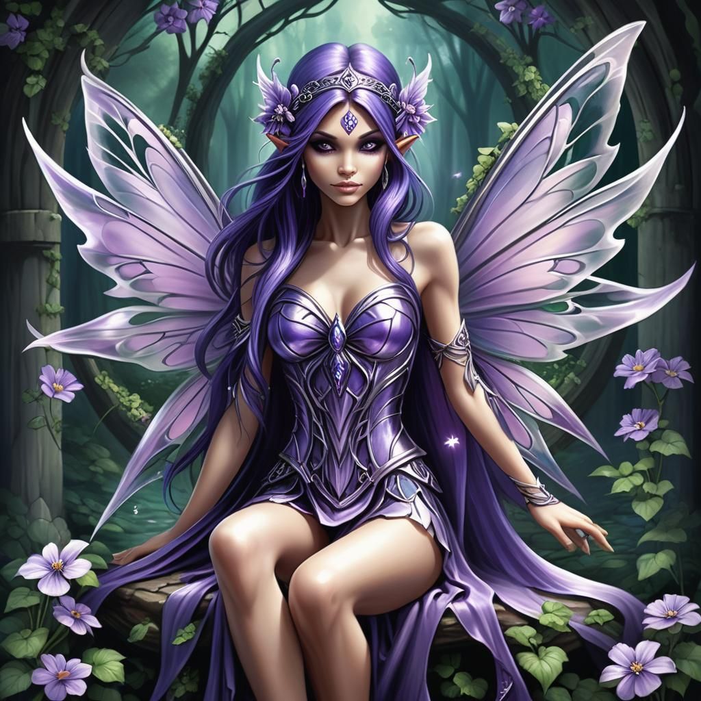 Amethyst fairy in the style of anne stokes