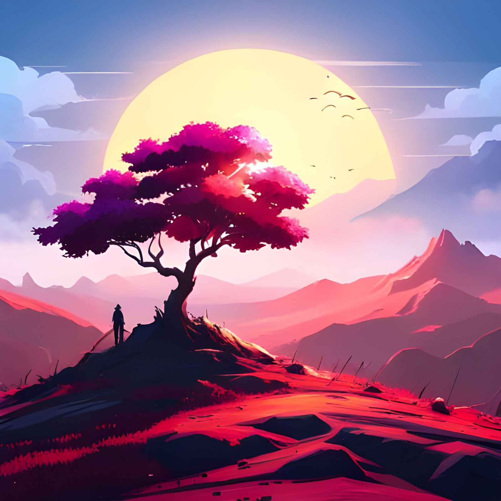 Anime Sunrise Landscape by Studio Ghibli