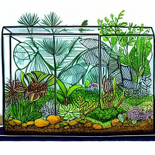 Surreal Double Exposure Terrarium Line Art