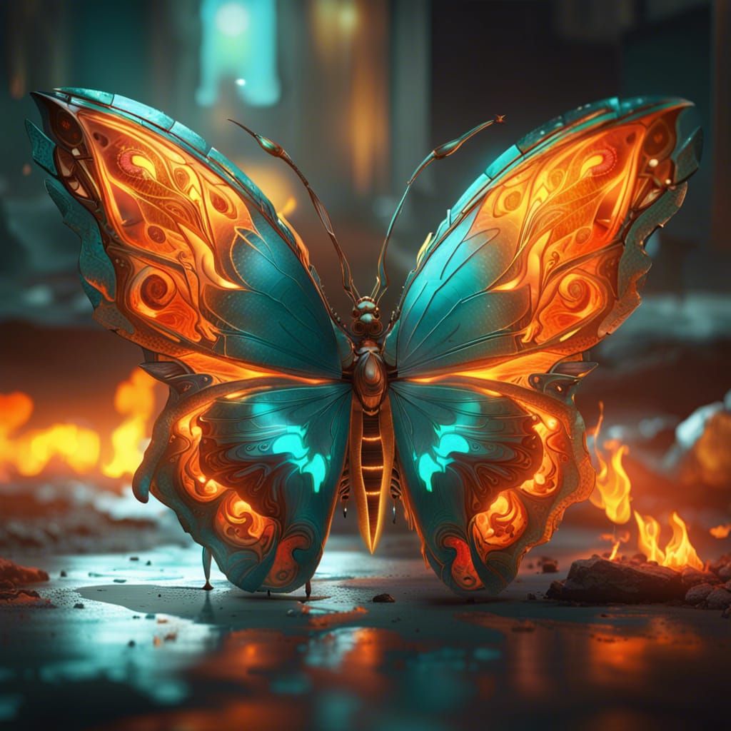 Fiery Butterfly Concept Art in 8K Resolution