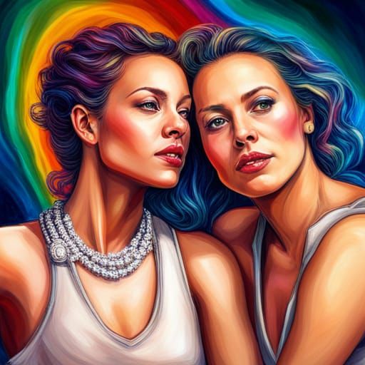 Abstract Rainbow: Celebrating Lesbian Couples in Vibrant Col...