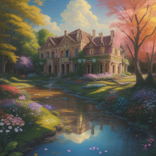 Lush Italian Mansion Amidst Vibrant Floral Paradise