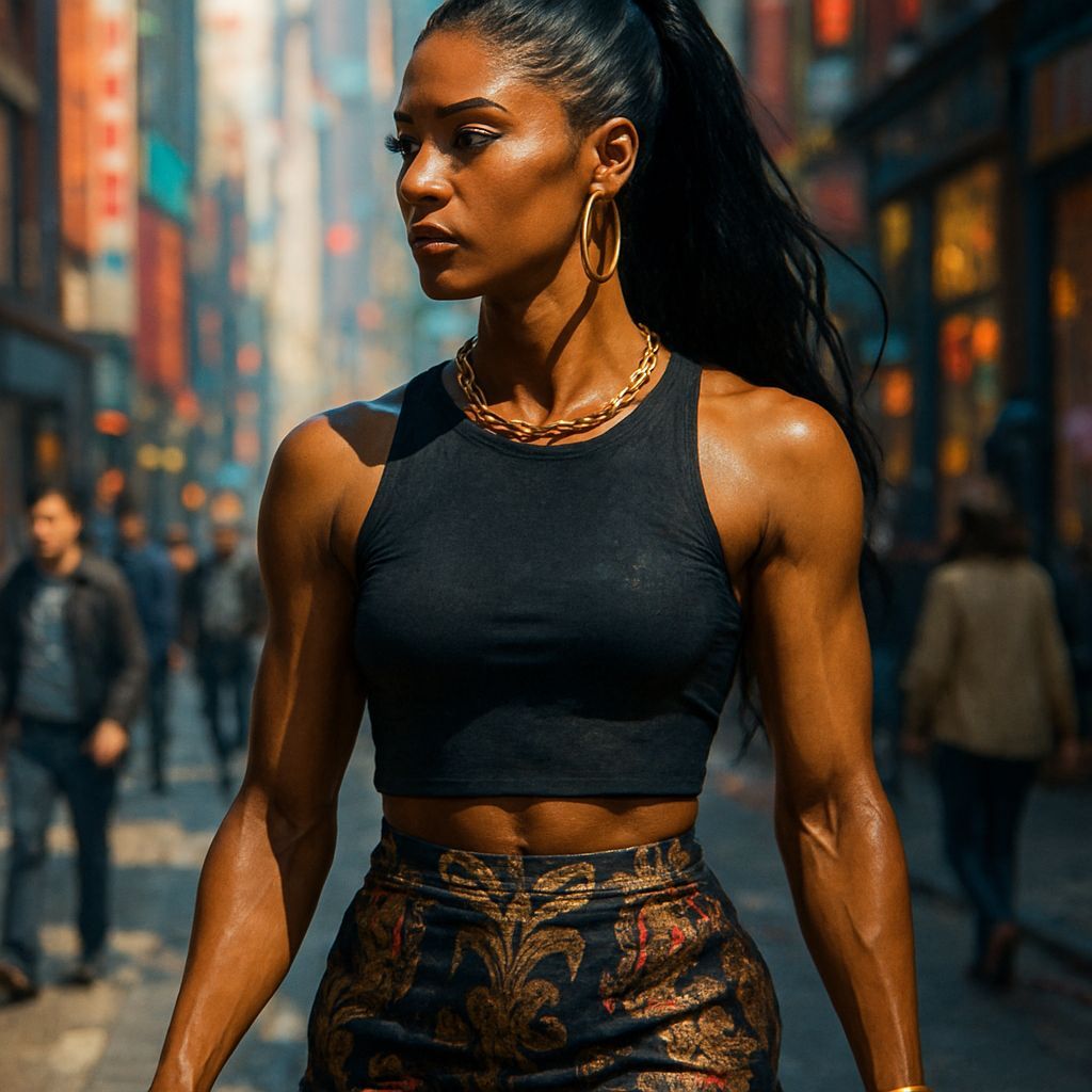 Beautiful Woman with Shopping Bag in City Street