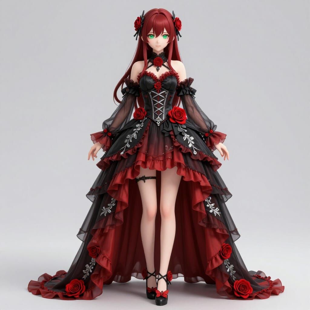 Gothic Fantasy Vtuber Character in 3D Anime Style