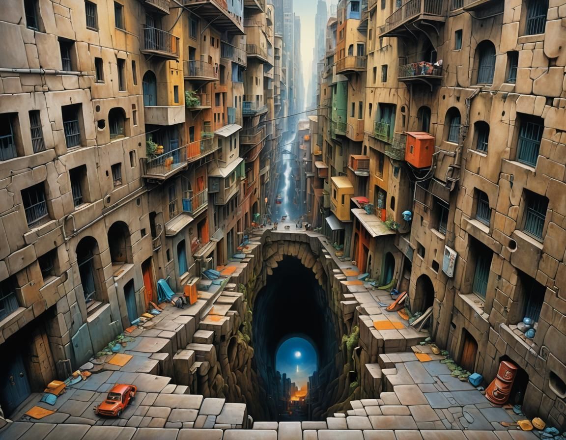 Underground City Optical Illusion: Surreal Street Art