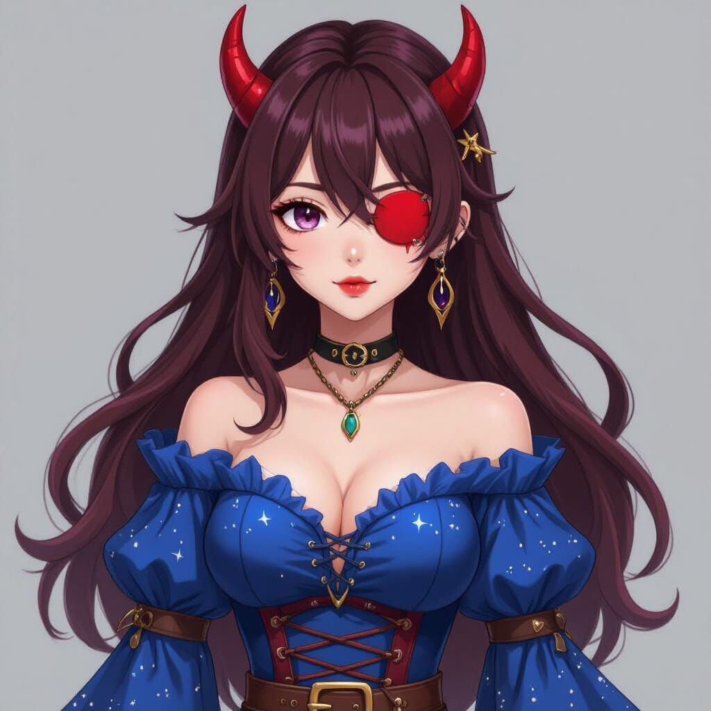 Pirate Character with Devil Horns in Anime Style