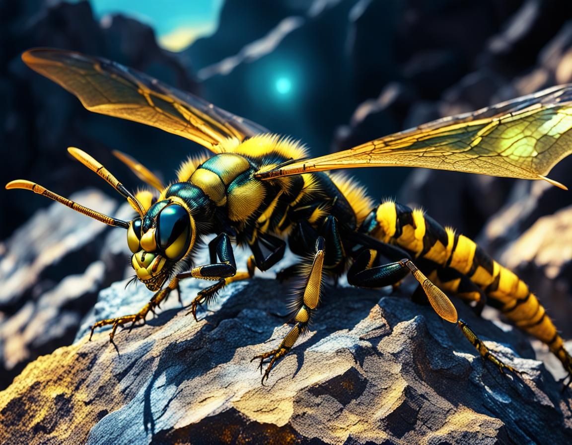 Yellowjacket Dragon Spreads Wings in Digital Art