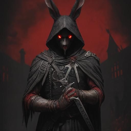 Menacing Rabbit Butcher in Dark Fantasy Art
