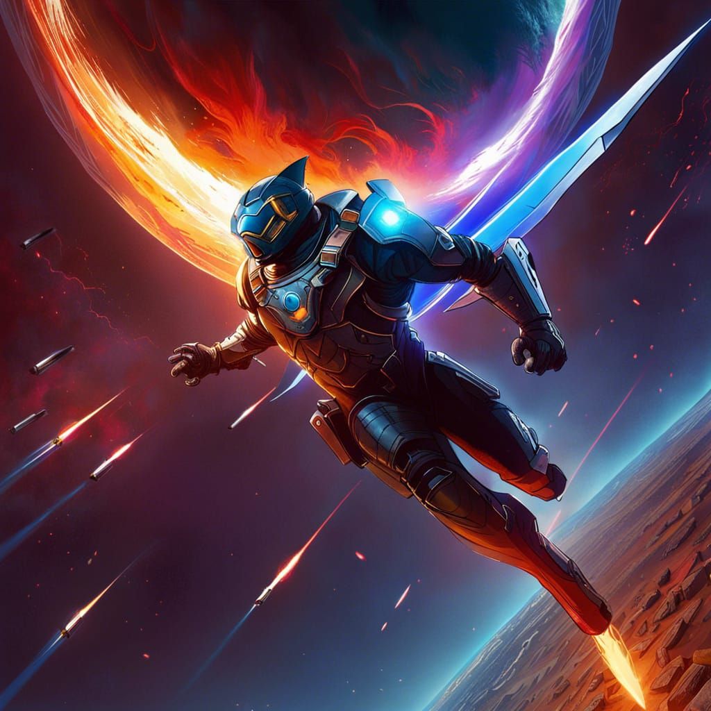 Hero Intercepts Meteor in Epic Cinematic Scene