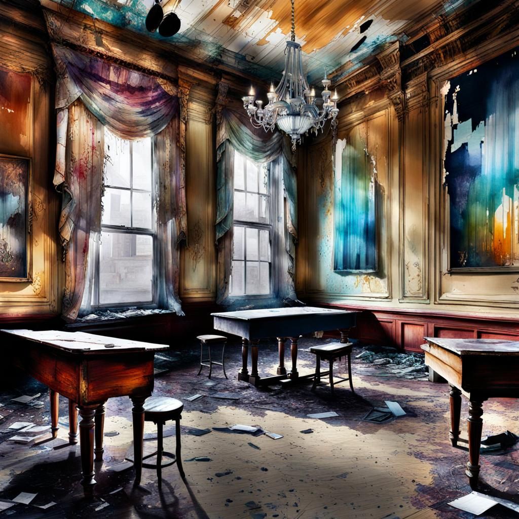 an old, dilapidated ballroom