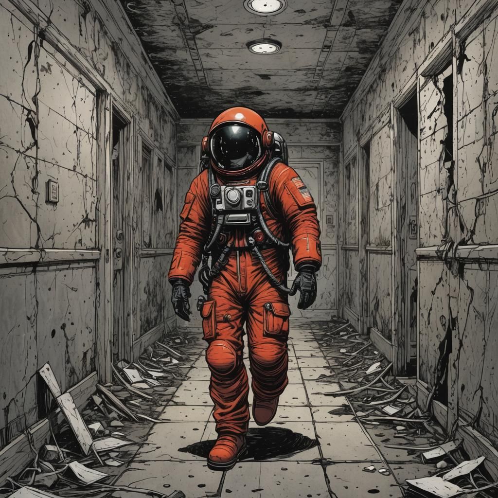 Vermilion Spaceman inside an

Abandoned Asylum