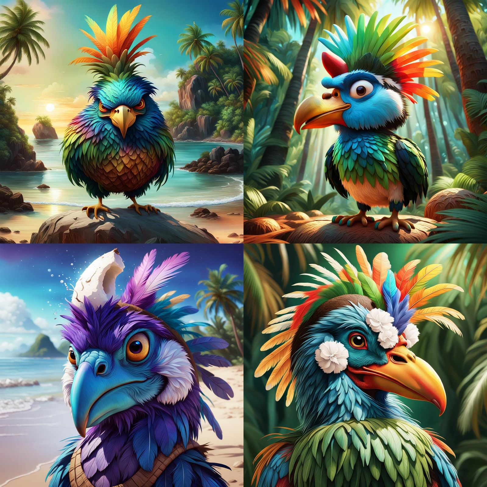 Exotic Bird Hei Hei in Vibrant Splash Art