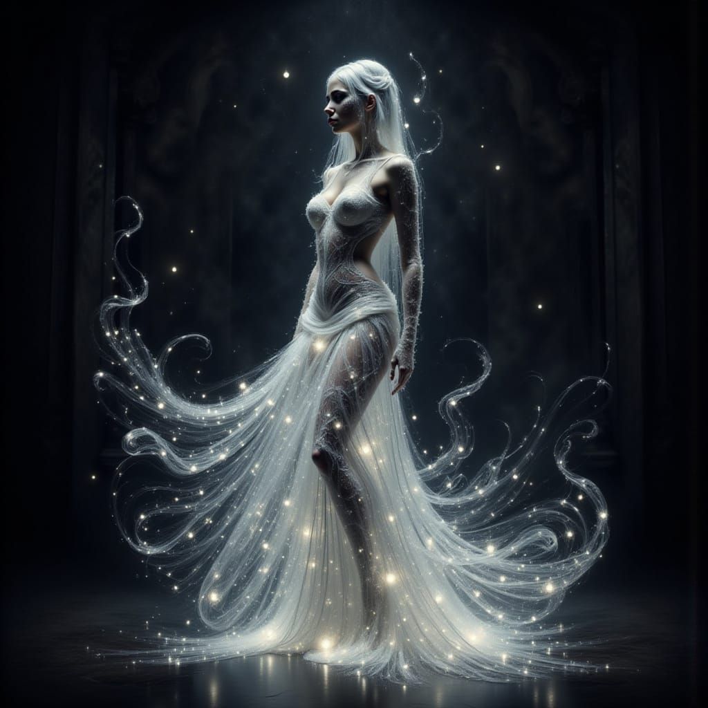 Ethereal Spirit Woman Dancing in the Dark