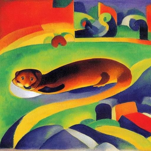 Kindred Otters in Fauvist Expressionist Style