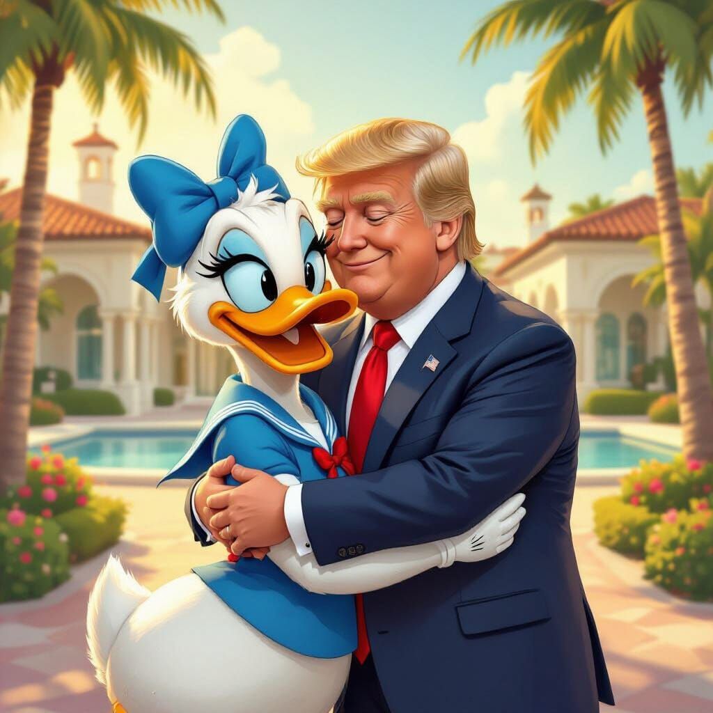 Donald Trump and Daisy Duck Embrace at Mar-a-Lago