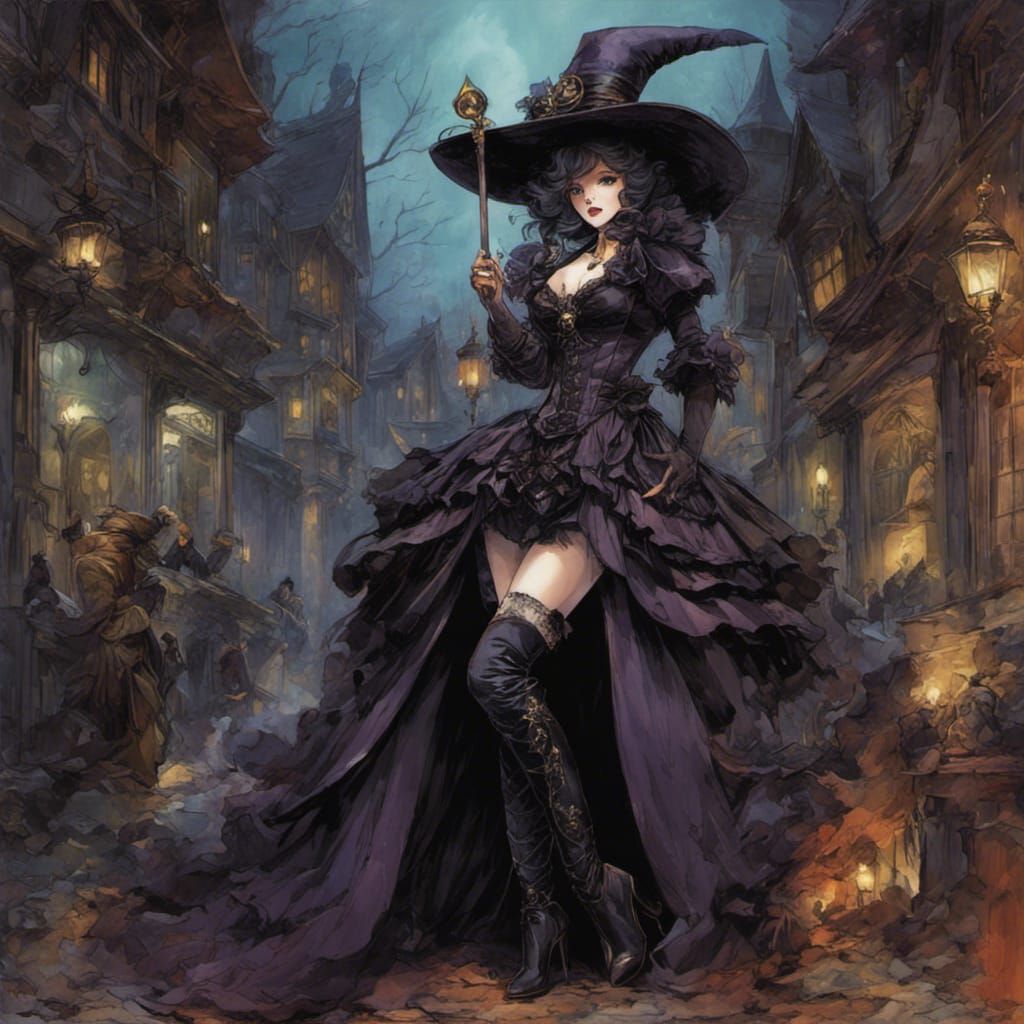 Victorian Witch in Gaslight Fantasy Style