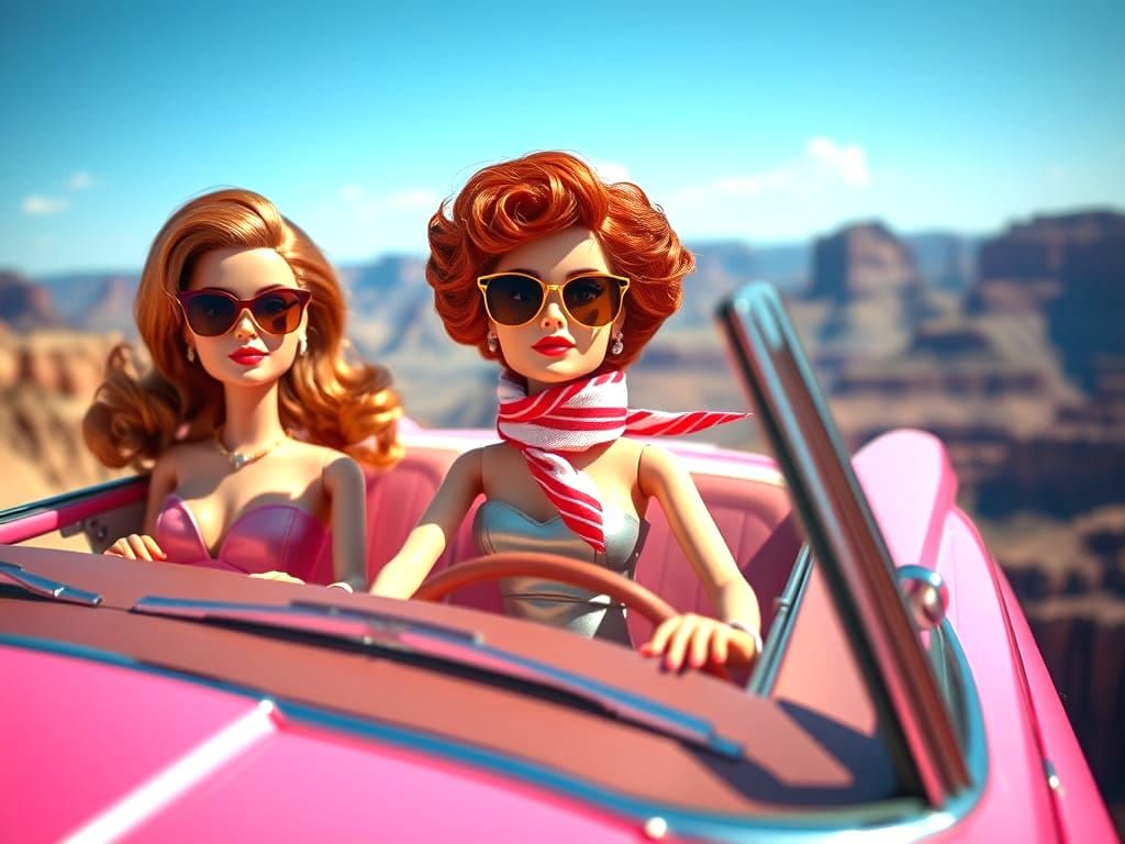 👭💄Thelma & Louise (Fashion Dolls) in1966 Pink Thunderbird ...