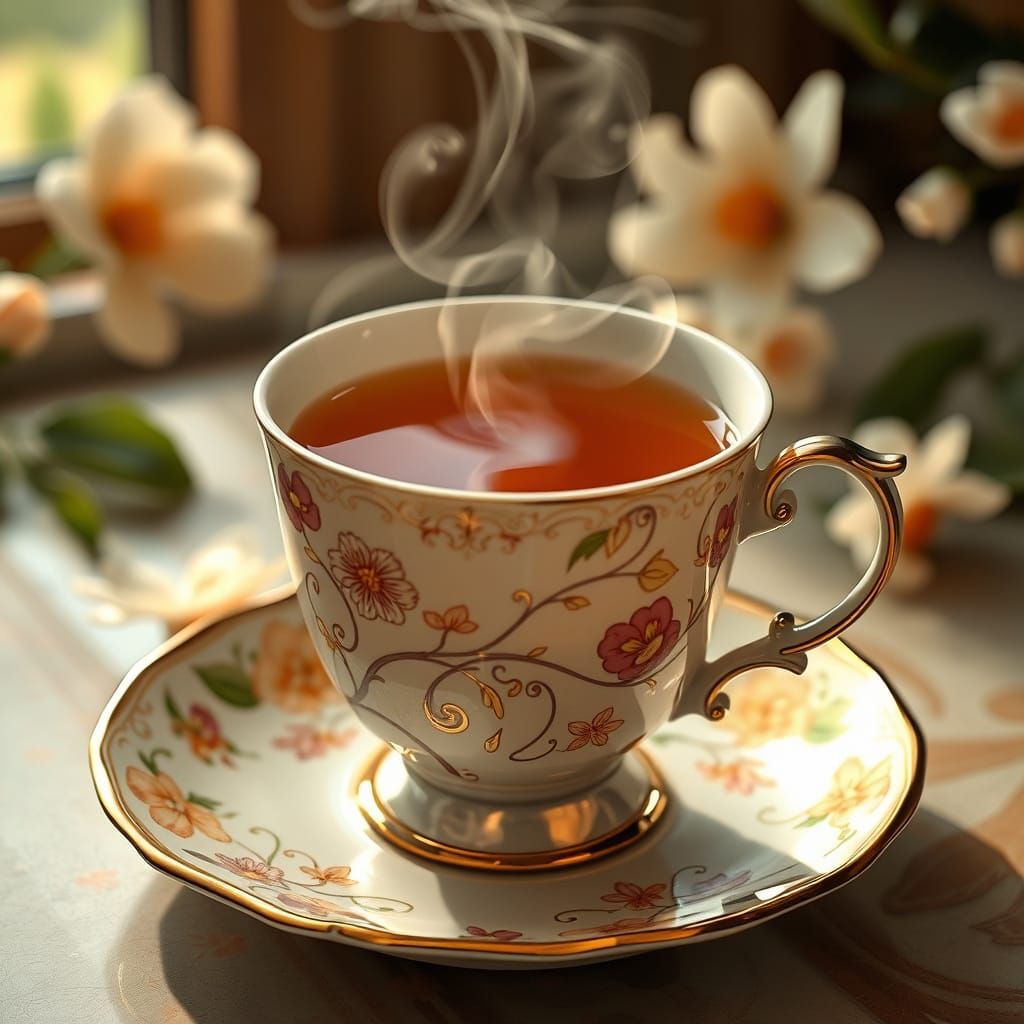 Jasmine Tea Still Life in Modern Illustration Style