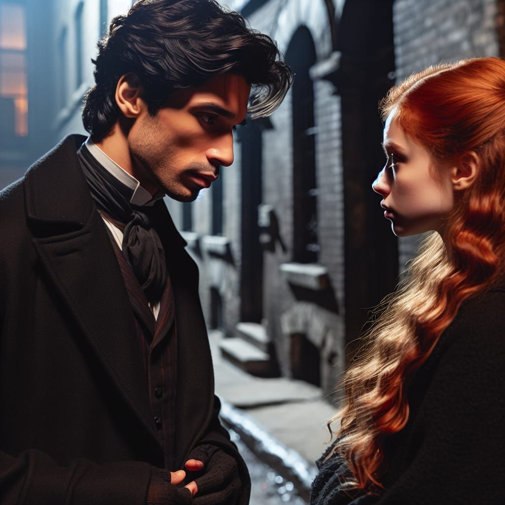 Enigmatic Victorian Alley Conversation