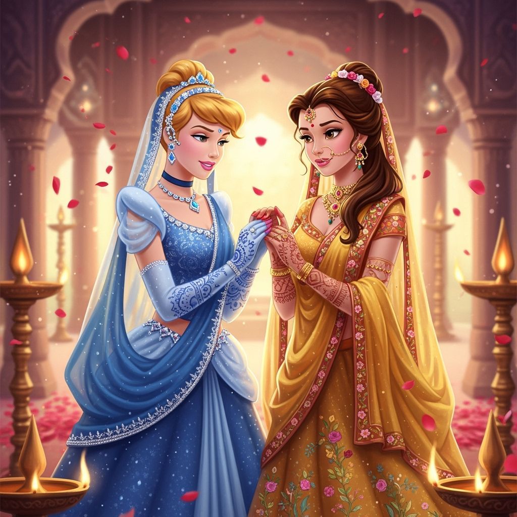 Cinderella & Belle as Indian Brides in Palace